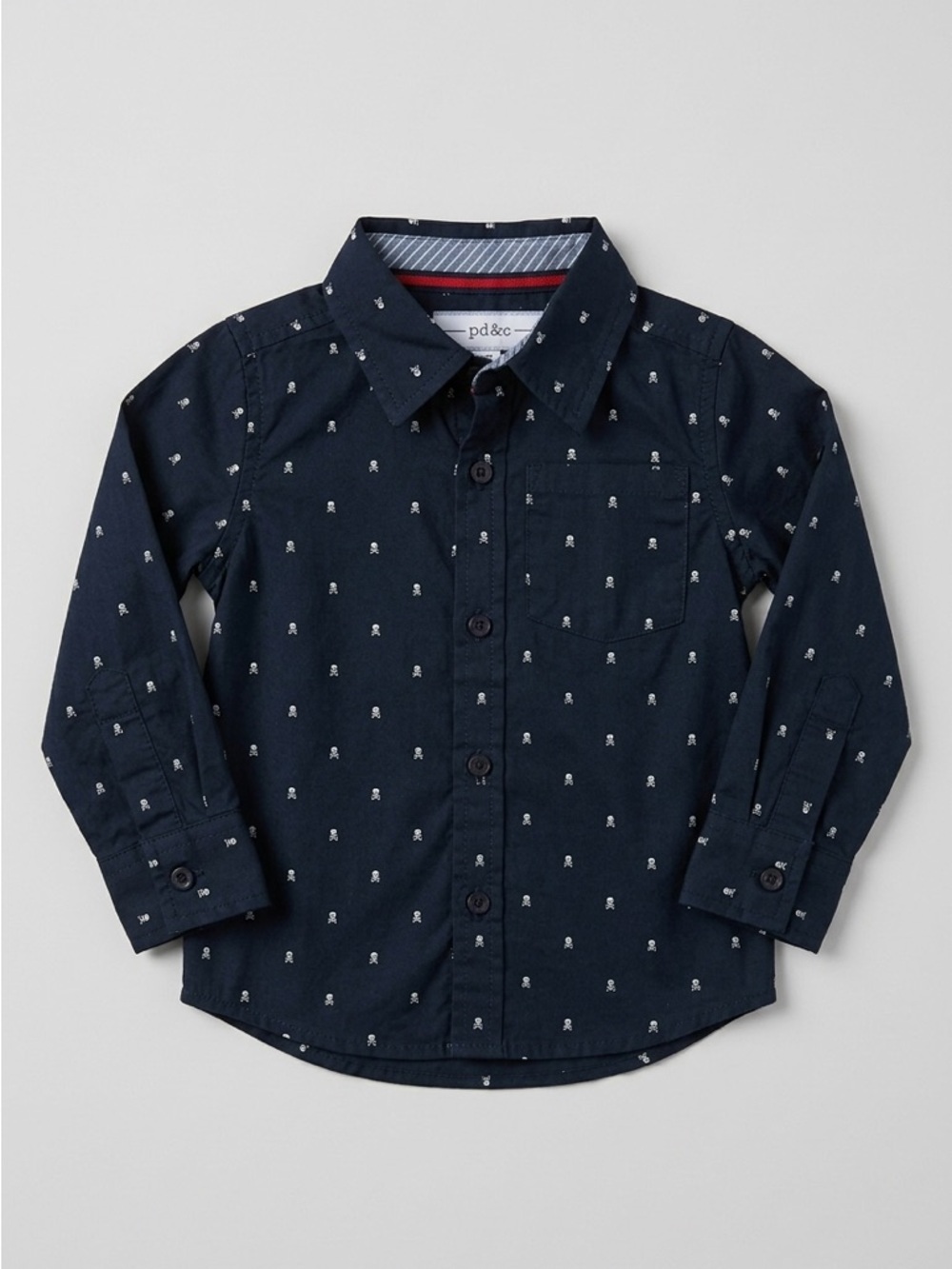 PD&C Toddler Boys Long Sleeve Button Down Shirt Mini Skull Pattern Size 2T